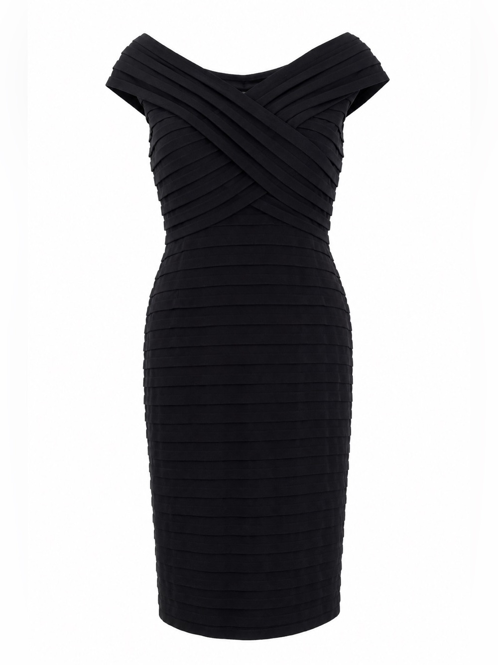 Tadashi Shoji Little Black Dress Pleated Sheath Cocktail Dress Size Large